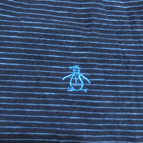 Original Penguin blue striped slim fit polo shirt, large - Picture 4 of 8